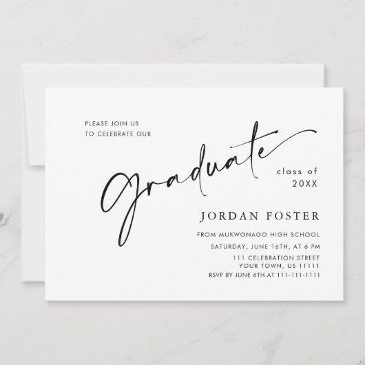 Moderne Eenvoudige Minimalistische GraduPartij Kaart (Voorkant)