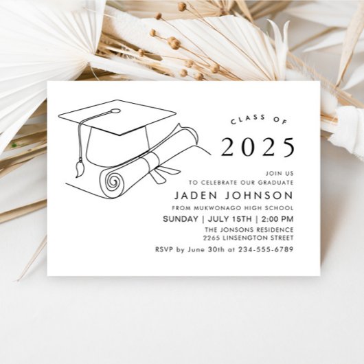 Moderne Eenvoudige Minimalistische GraduPartij Kaart