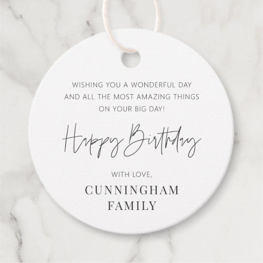 Moderne Eenvoudige Minimalistische Grafische Geluk Bedankjes Labels (Voorkant)