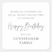 Moderne Eenvoudige Minimalistische Grafische Geluk Vierkante Sticker (Voorkant)