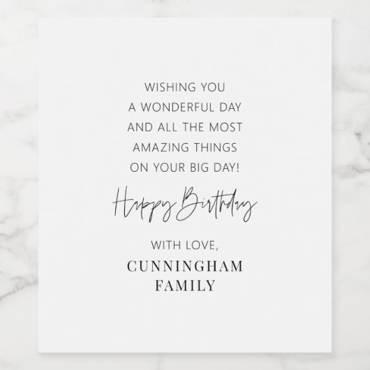 Moderne Eenvoudige Minimalistische Grafische Geluk Wijn Etiket (Enkel label)