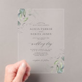 Moderne eenvoudige minimalistische groene blad bru acryl uitnodigingen (Insitu (Draagbaar))