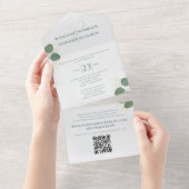 Moderne eenvoudige minimalistische Groene | QR-cod All In One Uitnodiging (Afscheurbaar)