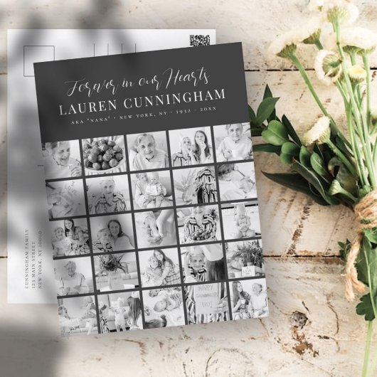 Moderne eenvoudige minimalistische herdenkingscoll briefkaart