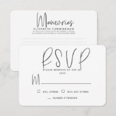 Moderne eenvoudige minimalistische herinneringsrea RSVP kaartje (Voorkant / Achterkant)