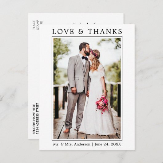 Moderne Eenvoudige Minimalistische Liefde Bedankt Briefkaart (Voorkant / Achterkant)