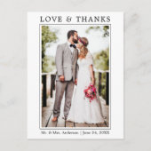 Moderne Eenvoudige Minimalistische Liefde Dank Fot Briefkaart (Voorkant)