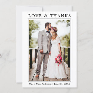 Moderne, eenvoudige, minimalistische liefdeswedden bedankkaart