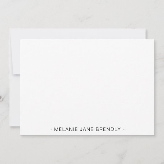 Moderne Eenvoudige Minimalistische Naam Wit Notitiekaartje (Voorkant)