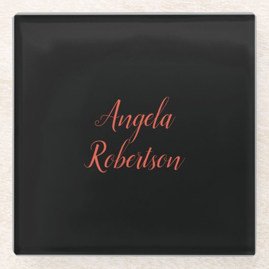 Moderne eenvoudige minimalistische naamgeving glazen onderzetter (Voorkant)