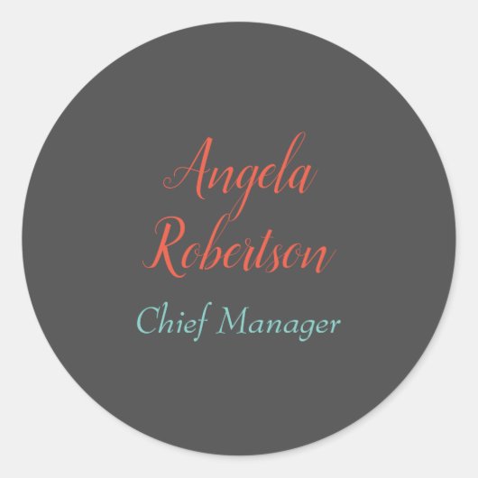 Moderne eenvoudige minimalistische naamgeving ronde sticker (Voorkant)