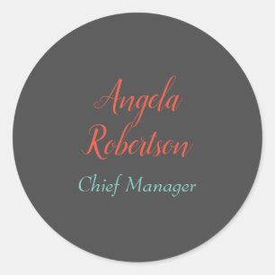 Moderne eenvoudige minimalistische naamgeving ronde sticker