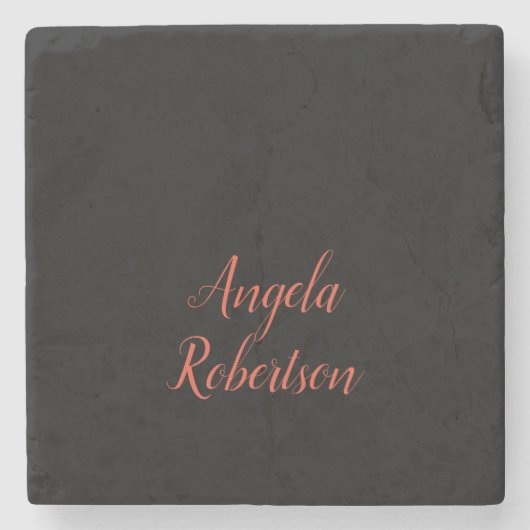 Moderne eenvoudige minimalistische naamgeving stenen onderzetter (Voorkant)