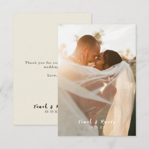 Moderne eenvoudige minimalistische Passen getrouwd Bedankkaart