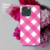 Moderne Eenvoudige Minimalistische Pink Gingham Ch Case-Mate iPhone Case