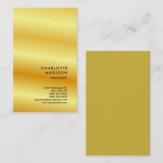 Moderne, eenvoudige, minimalistische platte gouden visitekaartje (Voorkant / Achterkant)