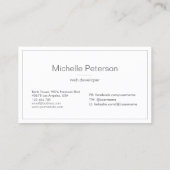 Moderne, eenvoudige minimalistische Professional Visitekaartje (Achterkant)