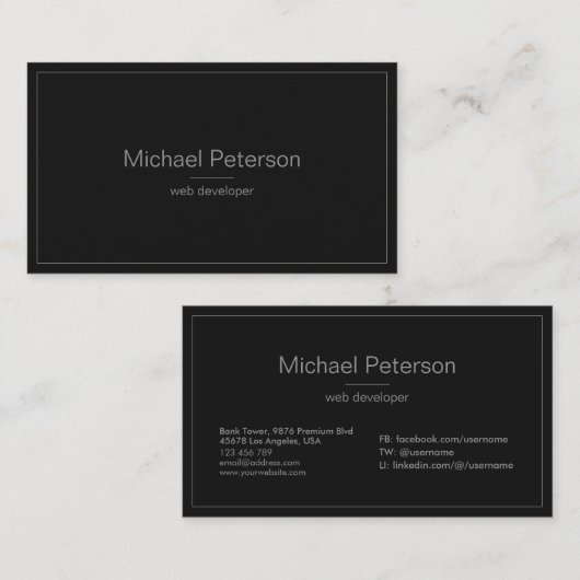Moderne, eenvoudige minimalistische Professional z Visitekaartje (Voorkant / Achterkant)