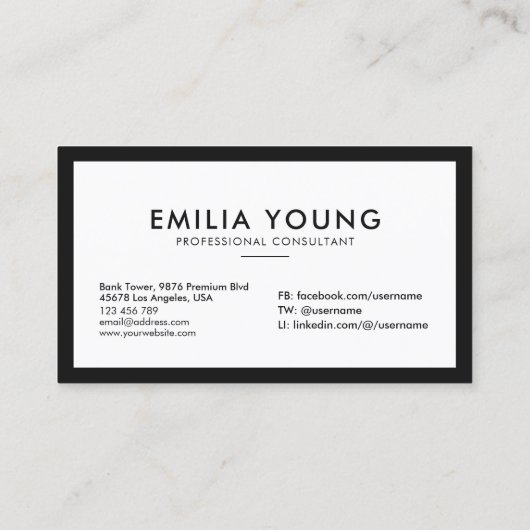 Moderne, eenvoudige minimalistische Professional z Visitekaartje (Achterkant)