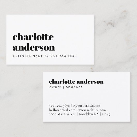 Moderne eenvoudige minimalistische professionele t visitekaartje (Voorkant / Achterkant)