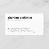 Moderne eenvoudige minimalistische professionele t visitekaartje (Achterkant)