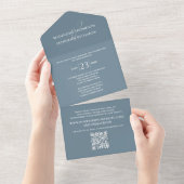 Moderne, eenvoudige minimalistische QR-code RSVP All In One Uitnodiging (Afscheurbaar)