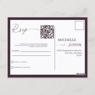 Moderne eenvoudige minimalistische QR-code RSVP-be Briefkaart