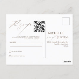 Moderne eenvoudige minimalistische QR-code RSVP-be Briefkaart