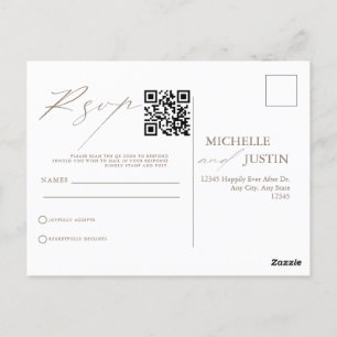 Moderne eenvoudige minimalistische QR-code RSVP-be Briefkaart