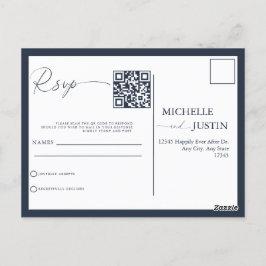 Moderne eenvoudige minimalistische QR-code RSVP-be Briefkaart