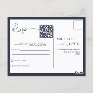 Moderne eenvoudige minimalistische QR-code RSVP-be Briefkaart
