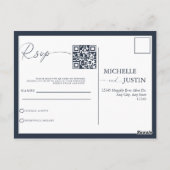 Moderne eenvoudige minimalistische QR-code RSVP-be Briefkaart (Achterkant)