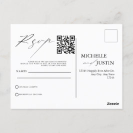 Moderne eenvoudige minimalistische QR-code RSVP-be Briefkaart