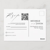 Moderne eenvoudige minimalistische QR-code RSVP-be Briefkaart (Achterkant)