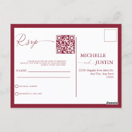 Moderne eenvoudige minimalistische QR-code RSVP-be Briefkaart