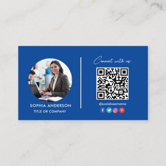 Moderne Eenvoudige Minimalistische QR-code Sociale Visitekaartje (Voorkant)