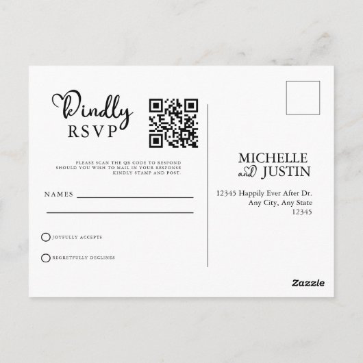 Moderne eenvoudige minimalistische QR-code voor br Briefkaart (Achterkant)