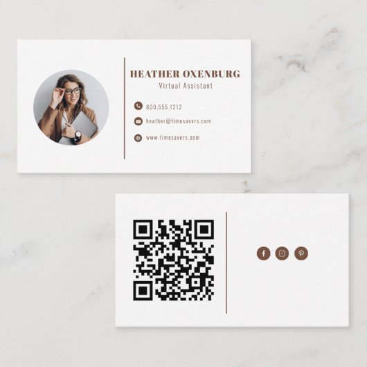 Moderne eenvoudige minimalistische QR-code voor so Visitekaartje (Voorkant / Achterkant)