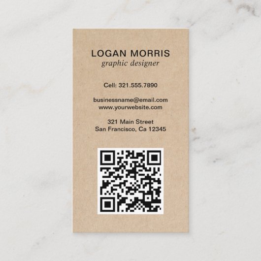 Moderne eenvoudige minimalistische QR-codekraft Visitekaartje (Voorkant)