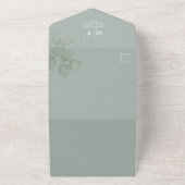 Moderne eenvoudige minimalistische Sage Green | QR All In One Uitnodiging (Buitenkant)