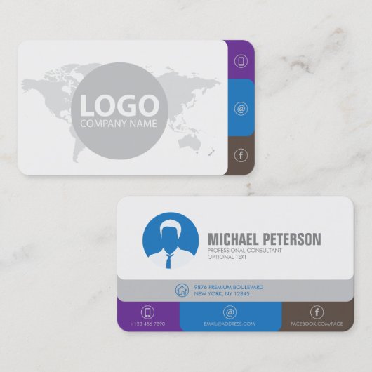 Moderne, eenvoudige minimalistische, schone grijs  visitekaartje (Voorkant / Achterkant)