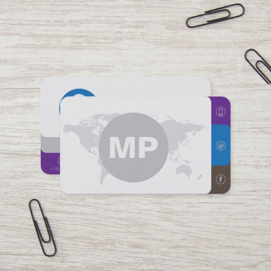 Moderne, eenvoudige minimalistische, schone grijs visitekaartje (Voorkant / Achterkant in situ)