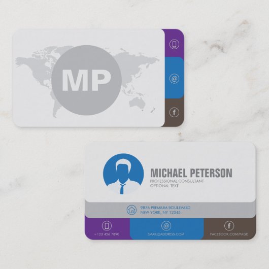 Moderne, eenvoudige minimalistische, schone grijs  visitekaartje (Voorkant / Achterkant)