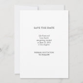 Moderne eenvoudige minimalistische tekst en foto b save the date (Achterkant)