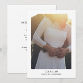 Moderne eenvoudige minimalistische tekst en foto b save the date (Voorkant / Achterkant)