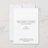 Moderne, eenvoudige, minimalistische trouwfoto bed bedankkaart (Achterkant)