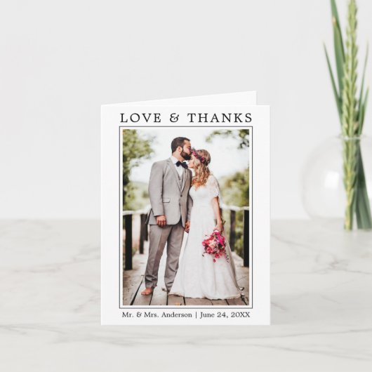 Moderne Eenvoudige Minimalistische Trouwliefde Bed Bedankkaart (Voorkant)