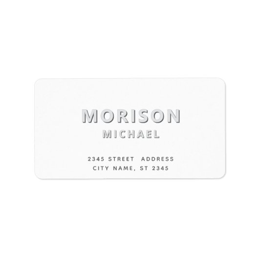 Moderne eenvoudige minimalistische typografie wit etiket (Voorkant)