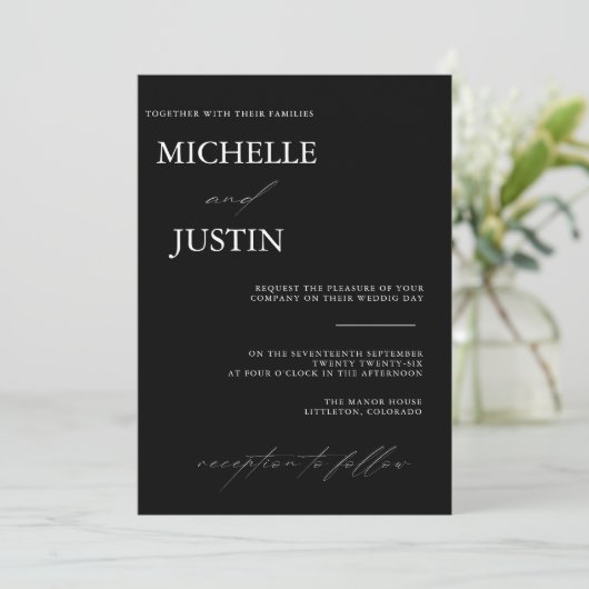 Moderne eenvoudige minimalistische uitnodiging voo (Staand voorkant)