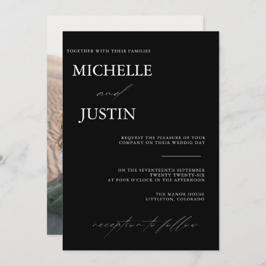 Moderne eenvoudige minimalistische uitnodiging voo (Voorkant / Achterkant)